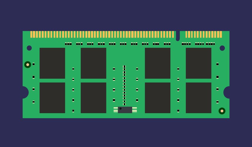 Computer memory module on dark background vector image
