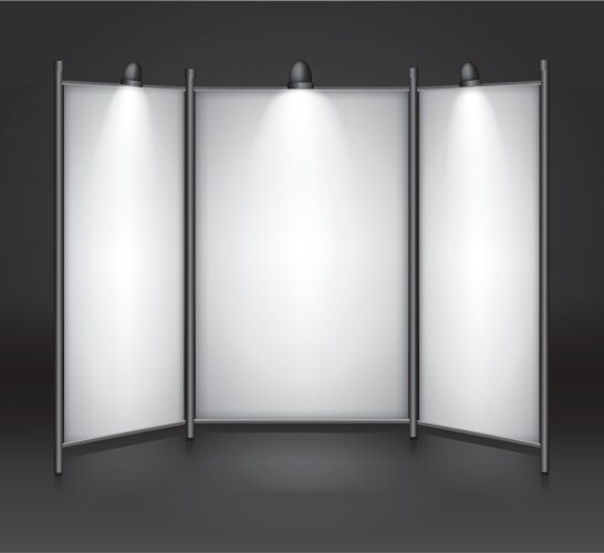 White indoor trade exhibition booth stand Vector Image