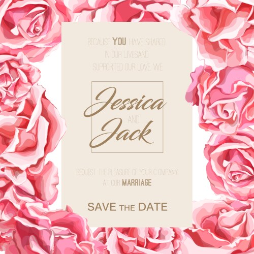 Watercolor rose flower wedding card Royalty Free Vector