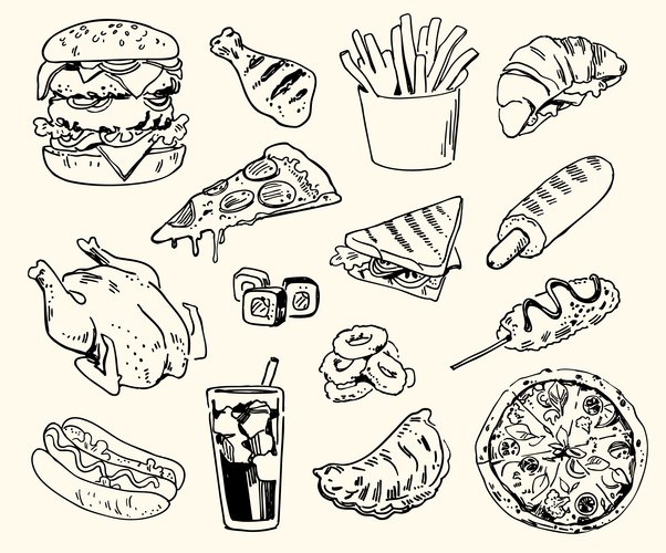 Fast food doodle art Vector Images & Graphics for Commercial Use ...
