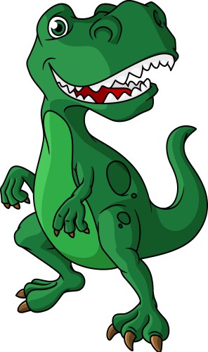 Cute green dinosaur cartoon on white background Vector Image