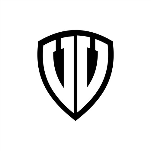 Vv letter bold monogram with shield shape Vector Image