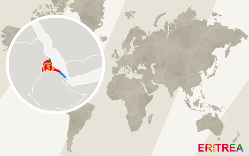 Zoom on eritrea map and flag world vector image