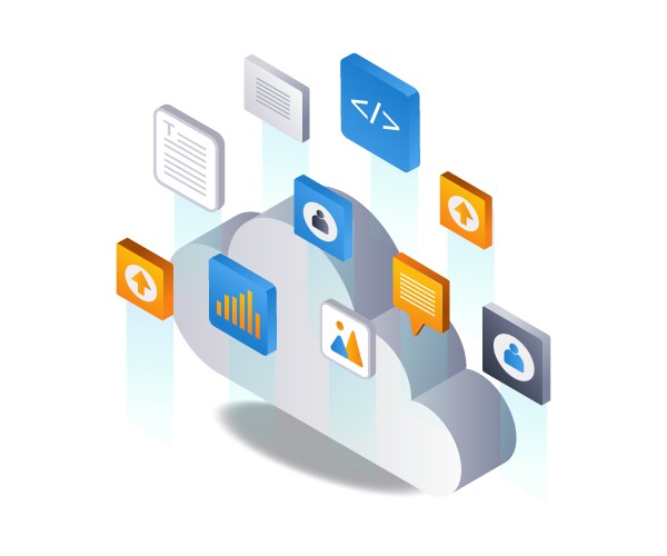 data cloud server technology infographics 3d flat vector image