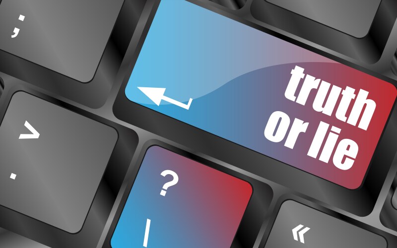 Truth or lie button on computer keyboard key vector image