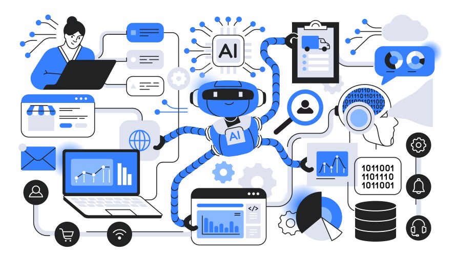 Automating processes with ai neural network vektorbild