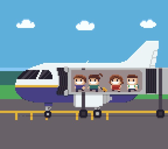 pixel plane boarding vector image