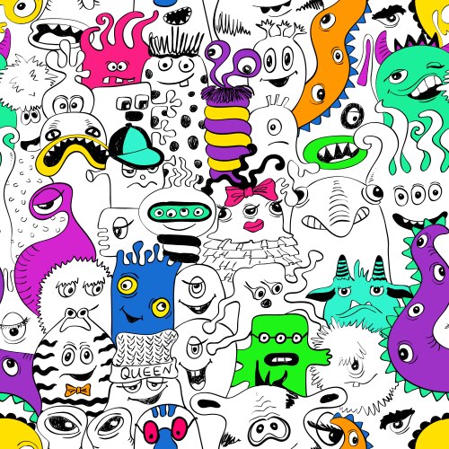 Coloring seamless pattern with kids drawings Vector Image