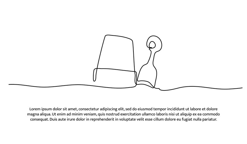 Beach Toys - Minimal Line Art Vector Image