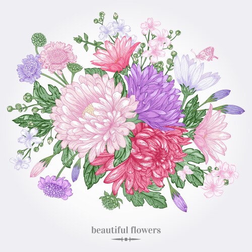 Floral Bouquet Greeting Card Vector Image