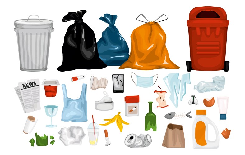 Set of different trash bin Royalty Free Vector Image