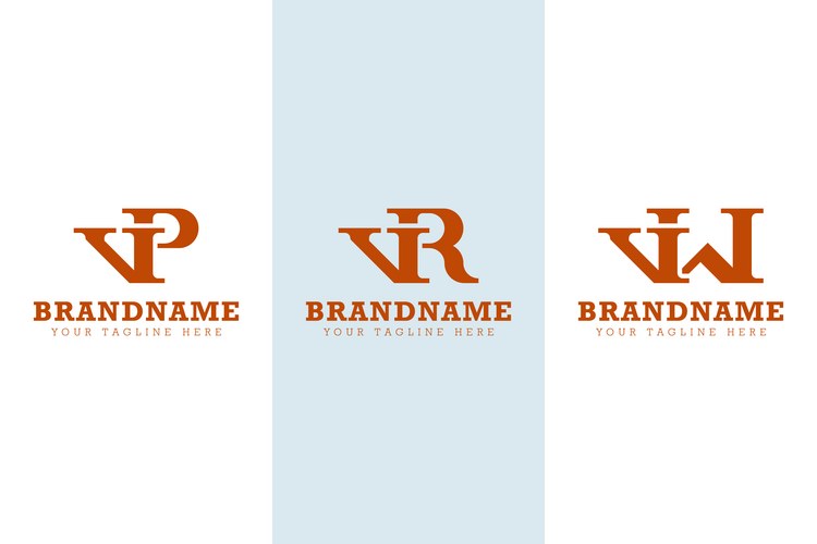 VP VR VW Monogram Logo - Initials & Letter Combina Vector Image