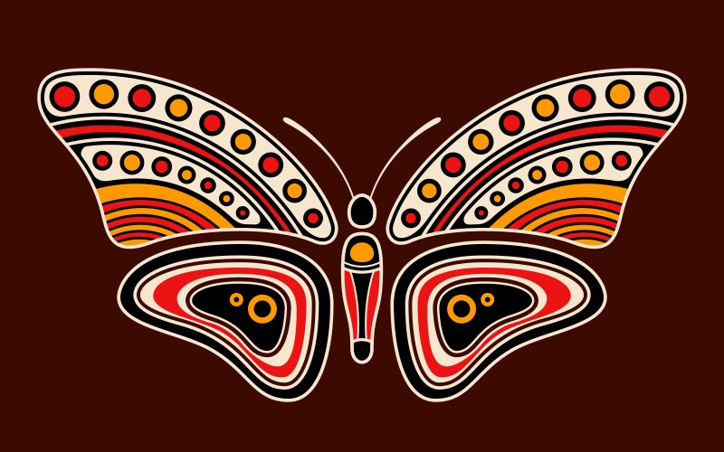 Butterfly aboriginal art style vector image