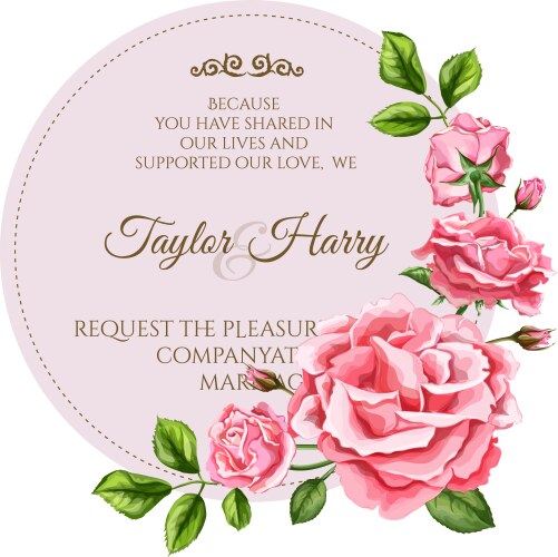 Watercolor Rose Wedding Card Vector Image