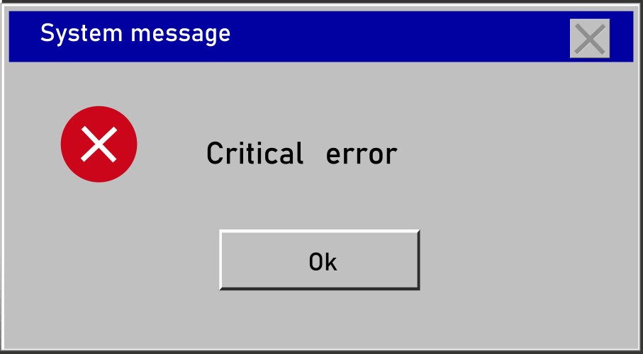 Critical error icon system message window old vector image