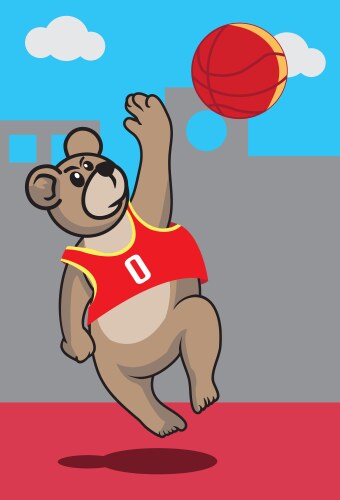 Cute Bear Shooting Basketball Vector Image