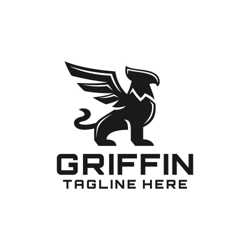 Vintage silhouette griffin logo design Vector Image