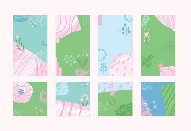 Spring collage set backgrounds banner templates Vector Image