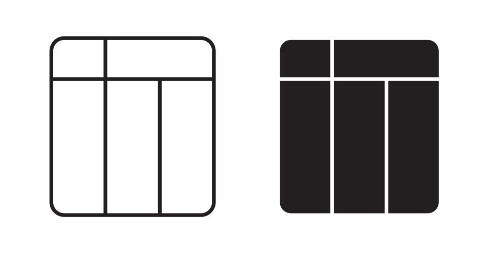 Table layout icon set in thin line for web vector image