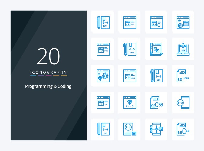 20 programming and coding blue color icon vector image