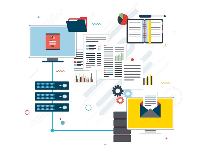 Cloud computing devices data network and business vector image