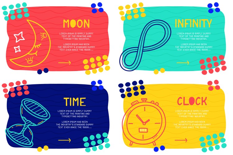 Set abstract landing page pattern with different vector image