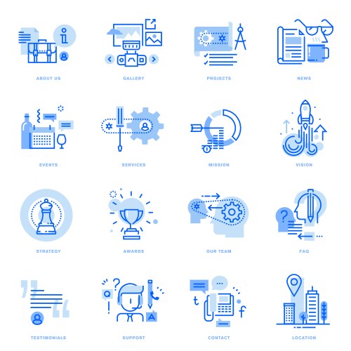 Artificial intelligence web flat line icon bundle Vector Image