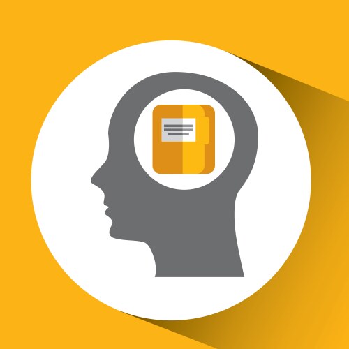 Silhouette head with folder file archive icon vector image