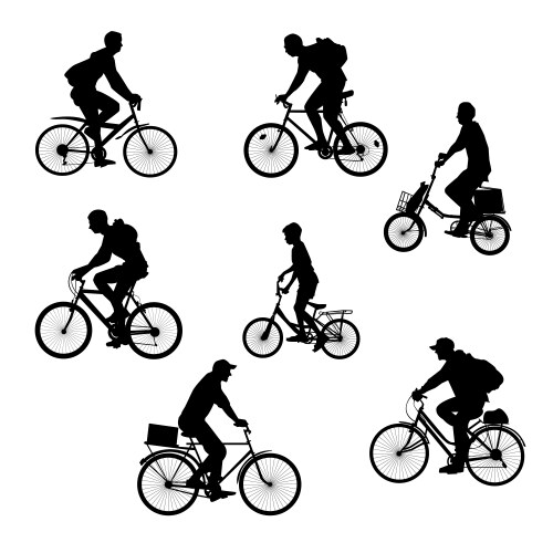 Bicyclists silhouettes set Vector Image