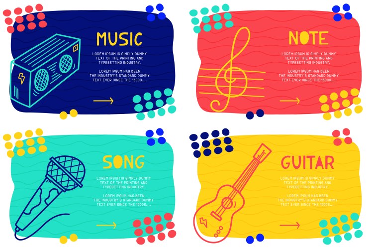 Set abstract landing page pattern with different vector image