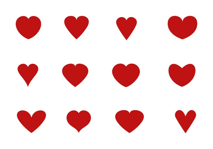Red Heart Icon Set - Valentine's Day Vector Image
