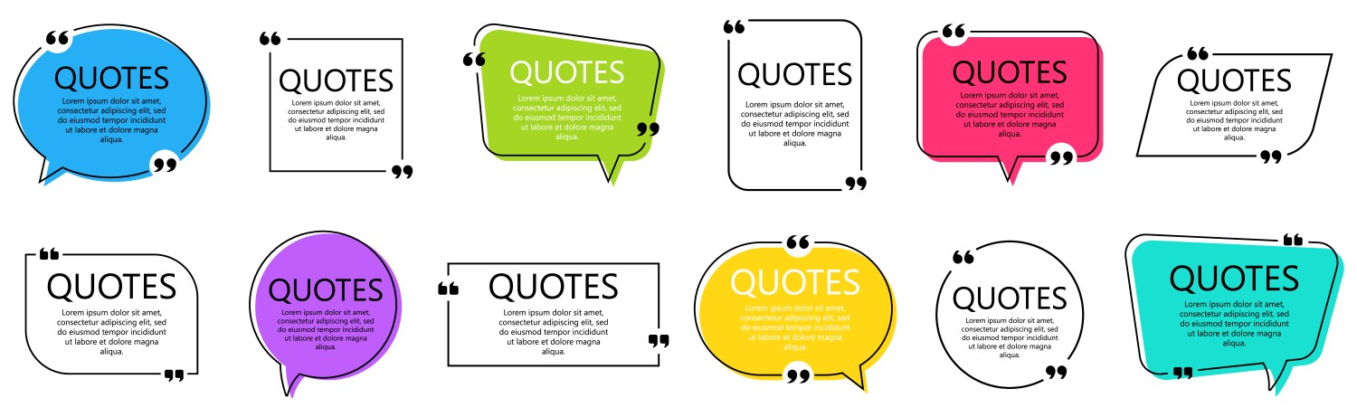 Set of quote frames speech bubbles with quotation vector image