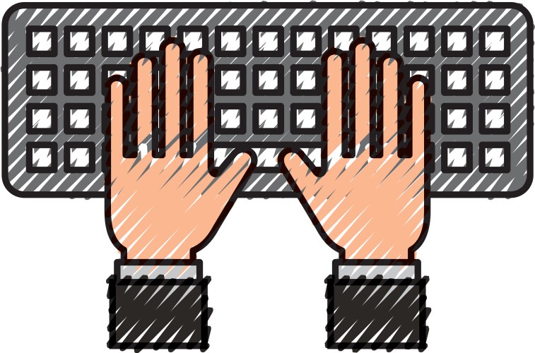 Hands programmer typing work keyboard technology vector image