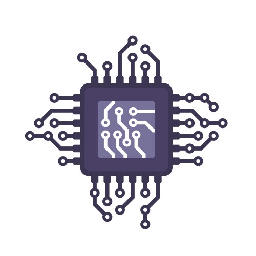 Digital processor icon cpu micro chip vector image