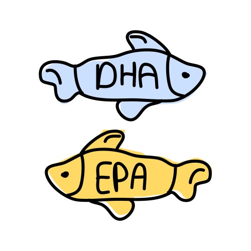 nutrition concept fish icons with words dha epa vector image