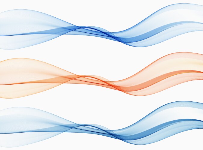 Blue transparent wave design element on white Vector Image