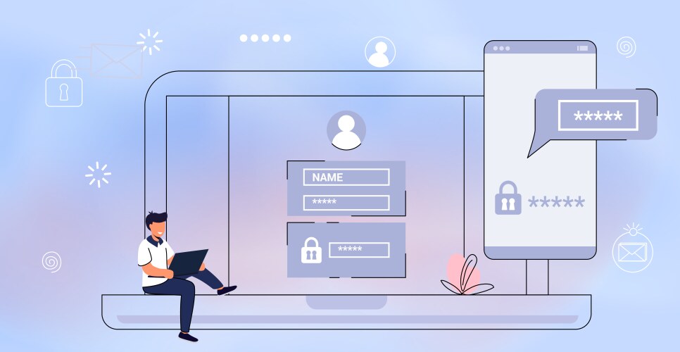 2fa two factor authentication password secure vector image