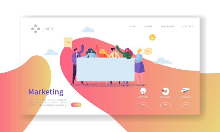 Marketing team landing page work concept vector image