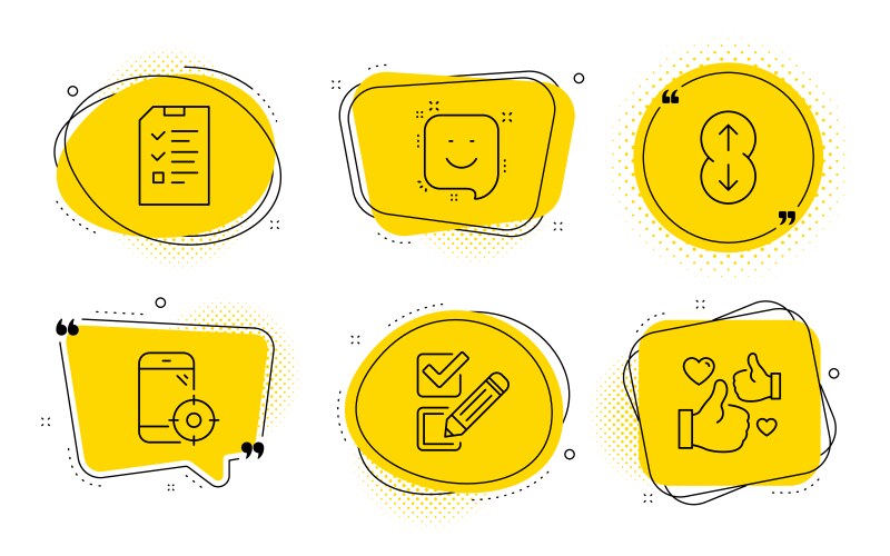 Checkbox scroll down and smile icons set vector image
