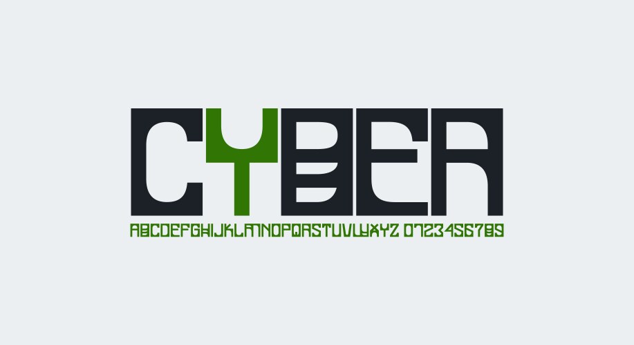 decorative sans serif font in cyber style vector