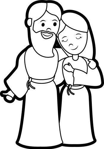 Mary and Joseph Nativity Cartoon Vector Image