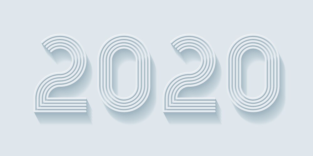 2020 year sign light perforated paper with cut vector image