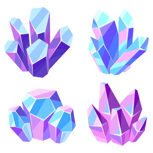 Polygonal crystals icons big set Royalty Free Vector Image