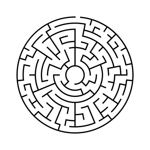 Black round maze game for kids children puzzle – Royalty-Free Vector ...