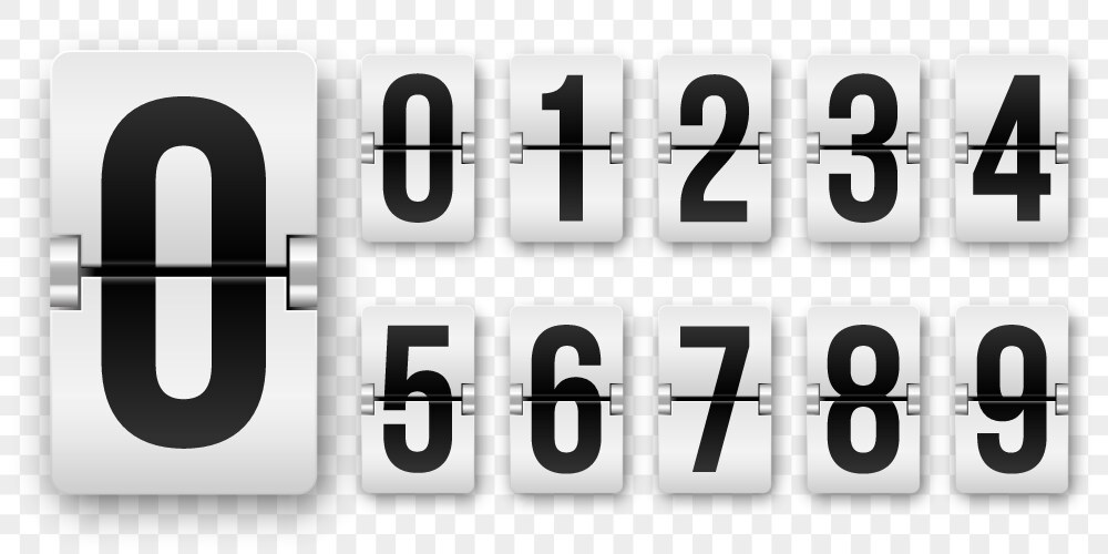 Countdown numbers flip counter isolated 0 to 9 vector image