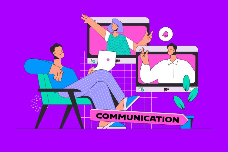 Virtual assistant concept in flat cartoon design Vector Image