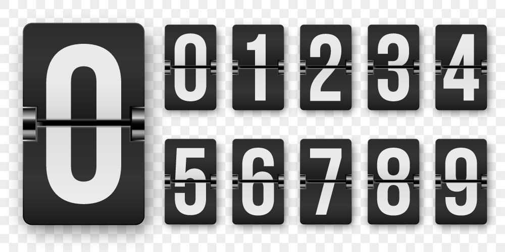 countdown numbers flip counter isolated set retro vector image