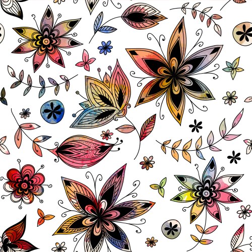 Watercolor Floral Seamless Pattern Vector Image