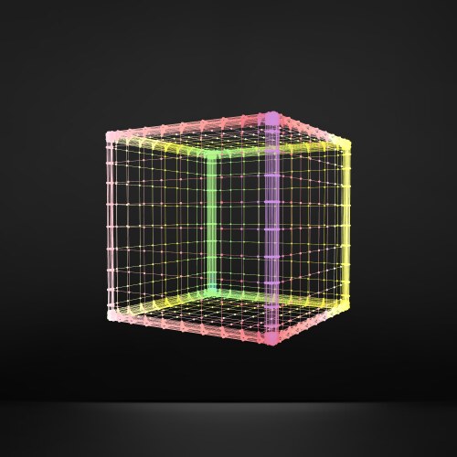 Cube molecular lattice connection structure 3d vector image