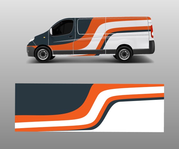Modern Cargo Van Wrap Graphics Vector Image